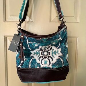 Brown and Teal Women Bag